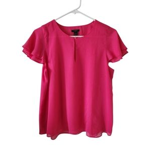 Ann Taylor Fuchsia Flutter Sleeve Top